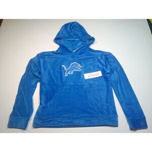 NWT Teens Apparel Detroit Lions Blue Velour Hoodie Medium